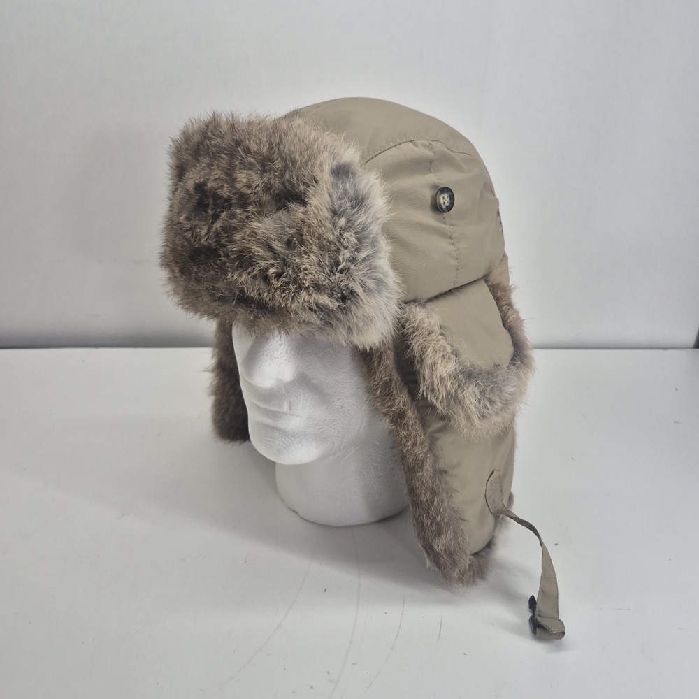 Mad Bomber Khaki Rabbit Fur Trapper Hat Size Large Winter Hunting Aviator